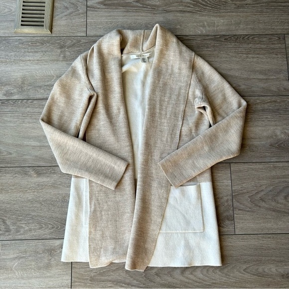 Max Studio Wool Blend Two Toned Open  Front Cardigan - Picture 4 of 15